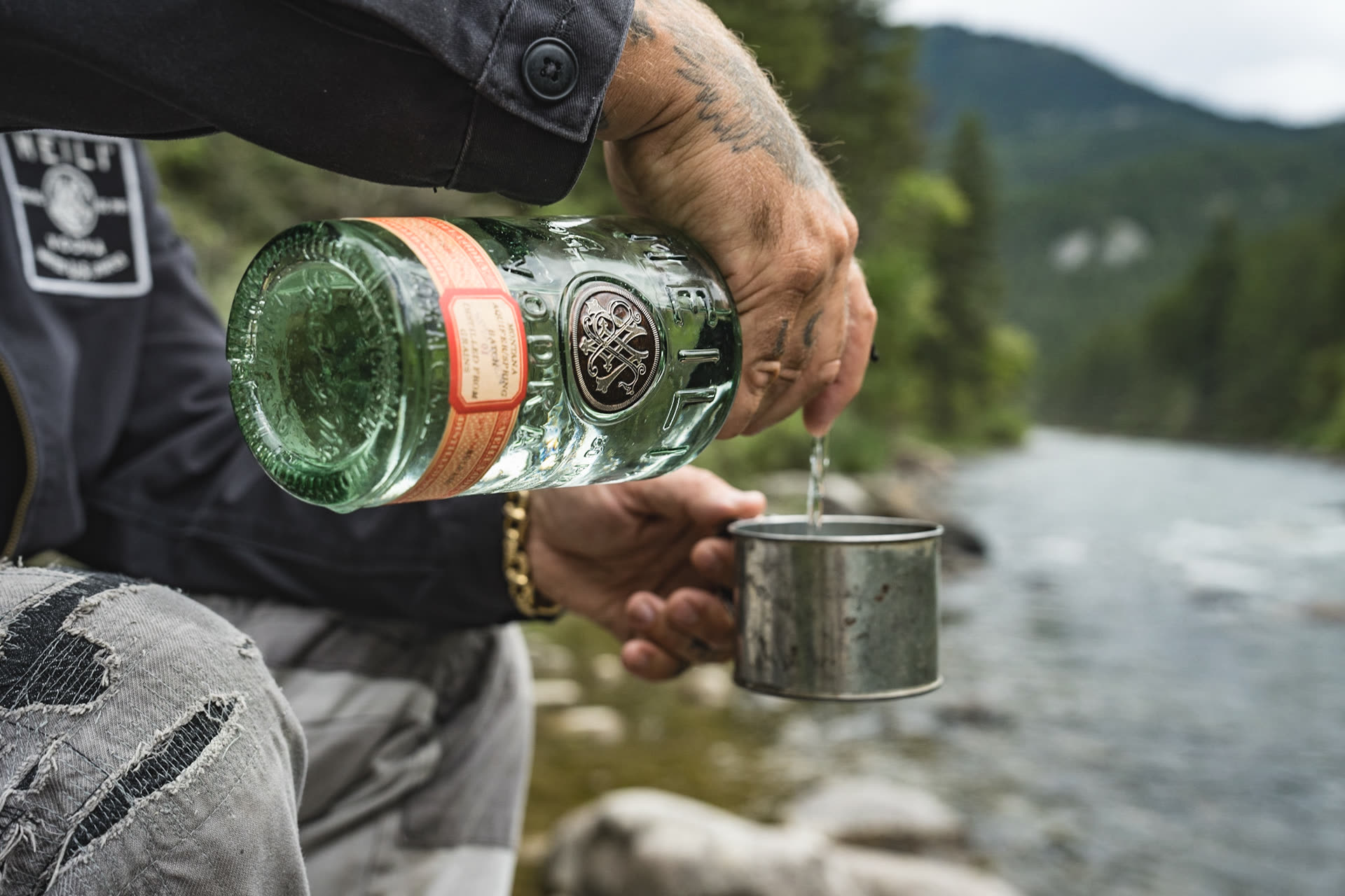 Meili vodka being poured